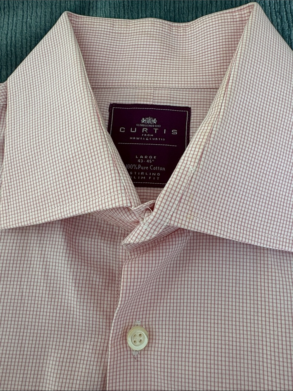 Curtis Men’s Pink Microcheck Dress Shirt - Slim Fit